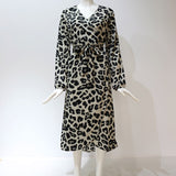 Women Chiffon Leopard Print Long Sleeve Dress-DKN Trend