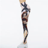 V-Taper Power She Warrior Print Leggings-DKN Trend