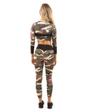 DKN Virginia Camouflage Set - Leggings & Sports Bra - Brown/Green-DKN Trend