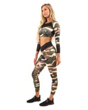 DKN Virginia Camouflage Set - Leggings & Sports Bra - Brown/Green-DKN Trend