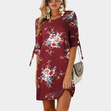 Women Floral Print Chiffon Beach Dress-DKN Trend