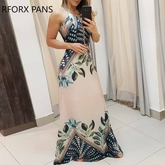 Tropical Print Elegant Dress-DKN Trend